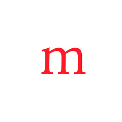 letter m in deep red color editable vector, on white background