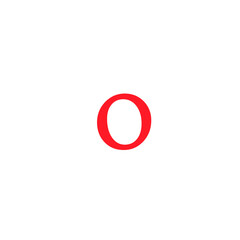 letter o in deep red color editable vector, on white background