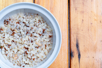 many ant eggs and ant baby,tropical traditional Thai food,selective focus point,macro