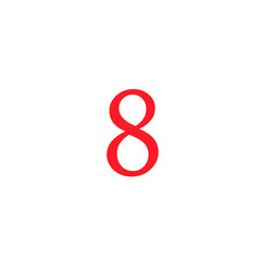 editable vector number 8 eight hace poco? in red color, typography in minimal design