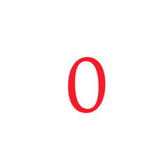Obraz premium editable vector number 0 zero in red color, typography in minimal design