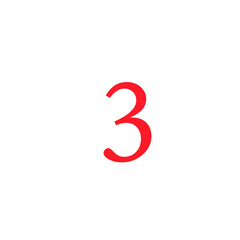 Fototapeta premium editable vector number 3 three in red color, typography in minimal design