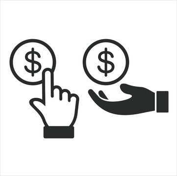 a collections of hand and doolar coin, vector art.