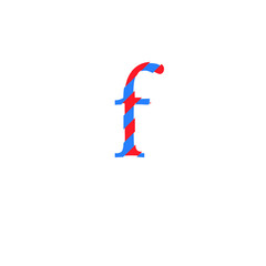 text letter f vector with cuts of two inks