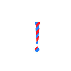exclamation mark vector with cuts of two inks