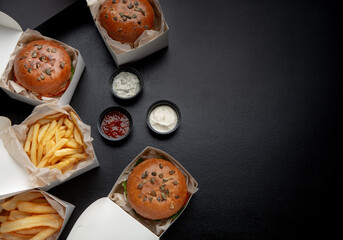 Covid-19 outbreak and order lunch for remote work at home, delivery, good offer or ad of meal