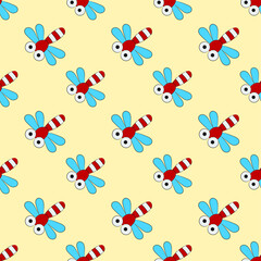Seamless pattern dragonfly, vector illustration.