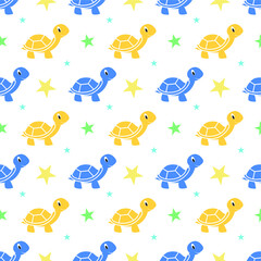 Seamless pattern turtle, vector illustration.