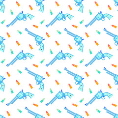 Seamless pattern gun, vector illustration.