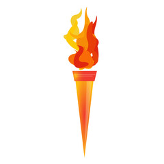Torch with burning fire, vector art illustration. 