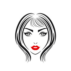 women face, hair salon logo vector on white background.