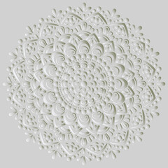 Mandala pattern white 3D gradient good mood. Good for creative and greeting cards, posters, flyers, banners and covers - 427030492