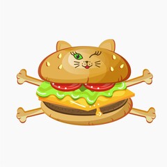 Comic hamburger in the form of a cat