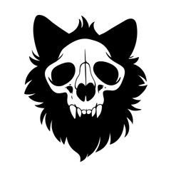 animal skull with black hair