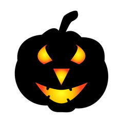 Halloween pumpkin icon. Autumn symbol. Halloween scary pumpkin with a smile, burning eyes.