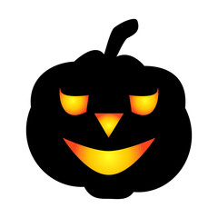 Halloween pumpkin icon. Autumn symbol. Halloween scary pumpkin with a smile, burning eyes.