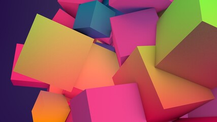Diseño tridimensional de cubos. Ilustración colorida de patrón con cubos. Fondo geométrico con degradados.