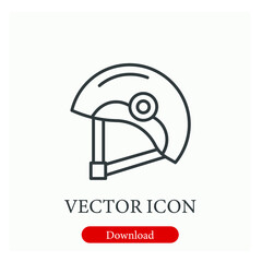 Helmet vector icon.  Editable stroke. Linear style sign for use on web design and mobile apps, logo. Symbol illustration. Pixel vector graphics - Vector