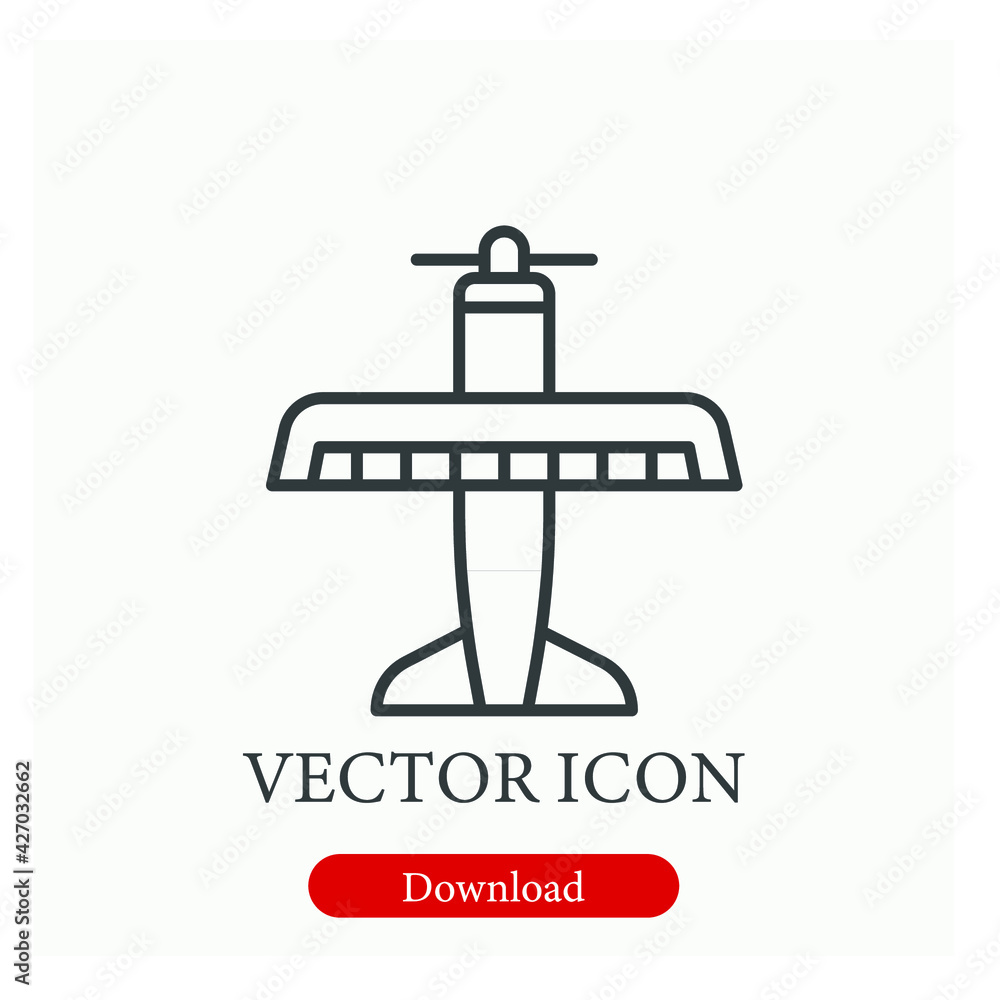 Poster army plane vector icon. editable stroke. linear style sign for use on web design and mobile apps, lo