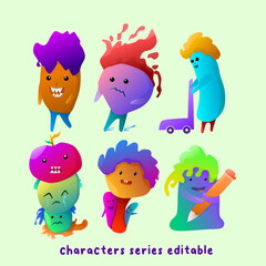 Animals set cute gradasi collor