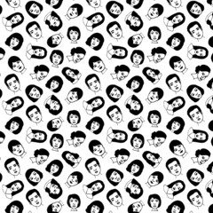 Female, male flawless pattern. Black and white vector poster