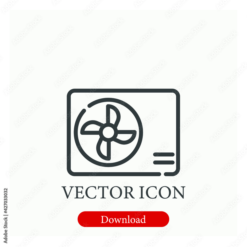 Poster cooling fan vector icon. editable stroke. linear style sign for use on web design and mobile apps, l