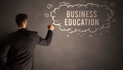 businessman drawing a cloud with inscription