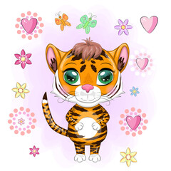 Illustrations for Chinese New Year 2022, year of the Tiger. Lunar new year 2022