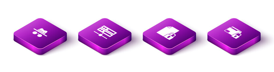 Set Isometric Incognito mode, Server, Data, Web Hosting, Document and lock and Folder icon. Vector