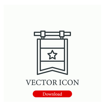 Army flag vector icon.  Editable stroke. Linear style sign for use on web design and mobile apps, logo. Symbol illustration. Pixel vector graphics - Vector
