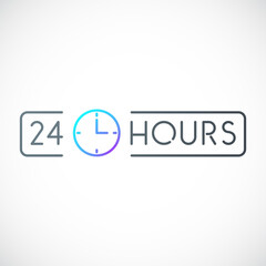 Open 24/7 vector icon. Open 24 hours sign in a frame. Minimalist signboard for cafe, grocery, stores.