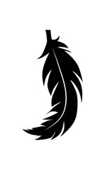 illustration of an old feather. Feather silhouette. Retro image of letter with feather icon.