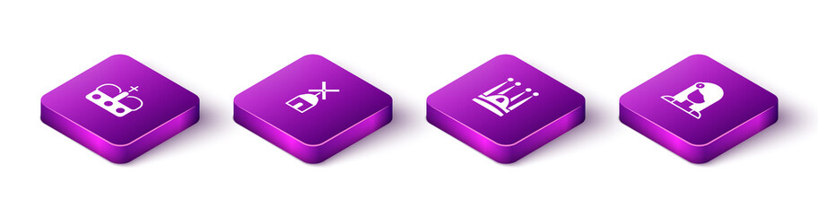 Set Isometric Crown of spain, Windmill, Sagrada Familia and Spanish woman icon. Vector