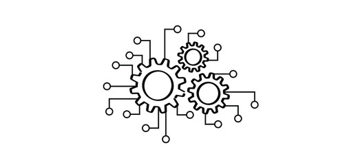 Cyber security icon design, flat vector security in Progress logo. Strategy teamwork concept. Cogwheels, success of business concept. Partnership of business. Flat vector Cogwheel signs. 