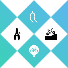 Set Bicycle seat, , fork and Mountain bicycle icon. Vector