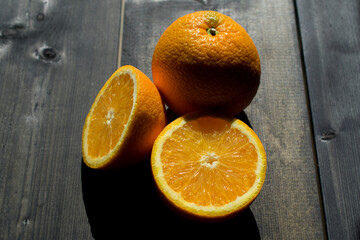 orange on wooden background