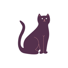 Cute cartoon black cat vector illustration