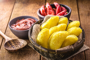 fried pastry of corn dough, breaded typical of Brazil, june party food