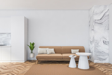 Fototapeta na wymiar Bright modern living room interior with large sofa