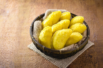 breaded fried corn, typical pastry of south america, with flour and stuffed with meat