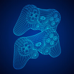 Game controller or gamepad for videogames. Wireframe low poly mesh vector illustration. © newb1