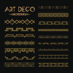 Set of Art deco patterns and ornaments. Creative template in style of 1920s for your design. Vector illustration. EPS 10