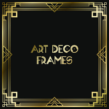 Vintage retro style invitation  in Art Deco. Art deco border and frame. Creative template in style of 1920s. Vector illustration. EPS 10