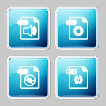 Set line WMA file document, RAW, and JS icon. Vector