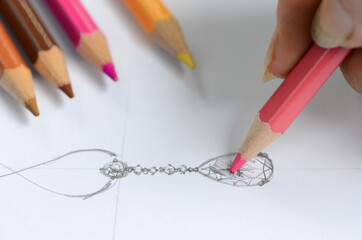 Sketch jewelry pendant necklace coloring