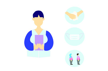 person washing hand with soap for virus isolated on white background