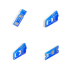 Set Isometric line Train ticket, , Airline and Bus icon. Vector