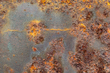 Metal covered with rust. Rusty sheet metal. Background of rusty metal.