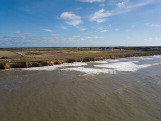 Aerial view of the cliffs of chapadamalal, province of buenos aires, Argentina.