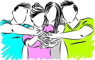 friendship team work teenagers concept vector illustration